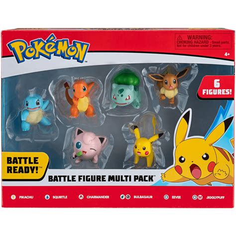 Jazwares Pokemon Battle Figure Multi Pack 6 Pieces Pikachu Squirtle