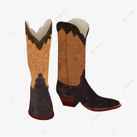 Botas Vaqueras Marrones Estampadas Clipart PNG Imágenes Prediseñadas