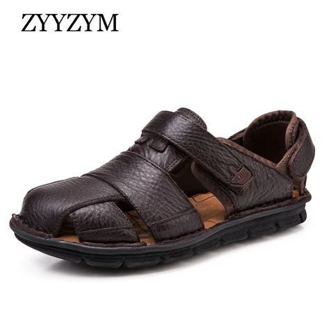 Zyyzym Genuine Leather Men Sandals Superior Quality Luxury Summer Shoes Men Fashion Sandalias