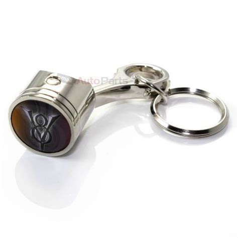 Sell Ford V8 HotRod Logo Chrome Metal Piston Key Chain Ring Official