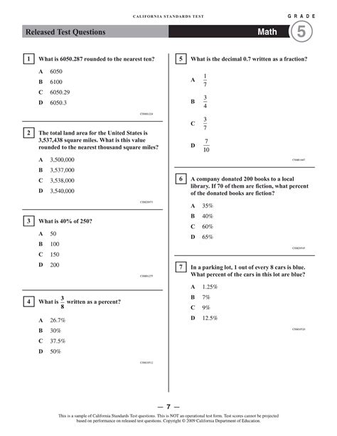 Grade 5 Math Revision Test • Teacha Worksheets Library