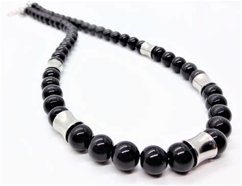 Men S Black Onyx Necklace Black Beaded Necklace For Man Dressy Men S