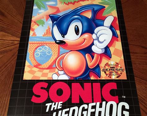 Sonic the Hedgehog Sega Genesis WALL POSTER Box Case Art Retro Video ...