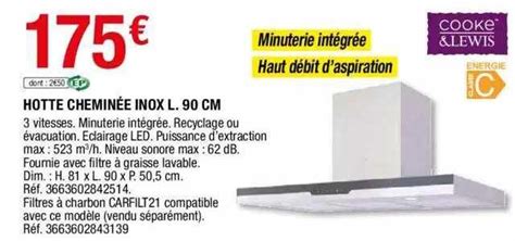 Promo Hotte Chemin E Inox L L Cm Cooke Lewis Chez Brico D P T