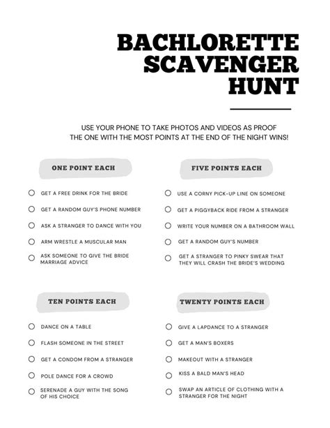 Bachelorette Scavenger Hunt Etsy