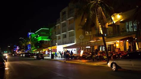 Nightlife at Ocean Drives Street, South Beach, Miami. Stock Footage ...