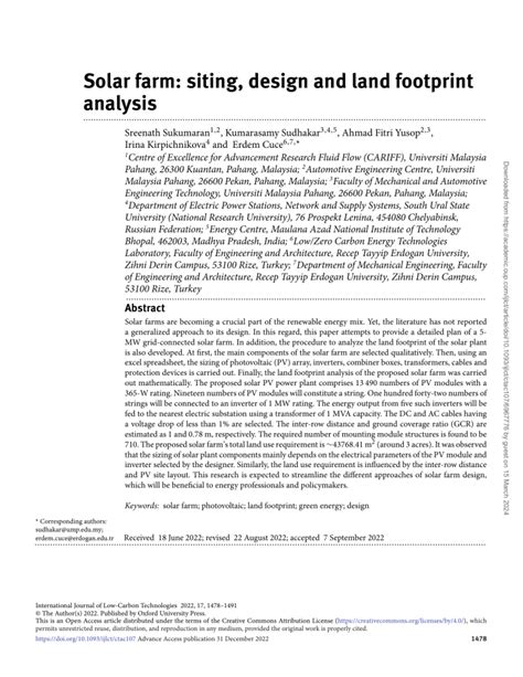 Solar Farm Siting Design And Land Footprint Analysis