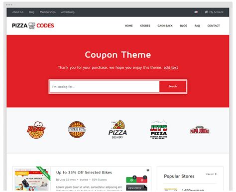 Pizza Coupon Code Website for WordPress - Download Now!