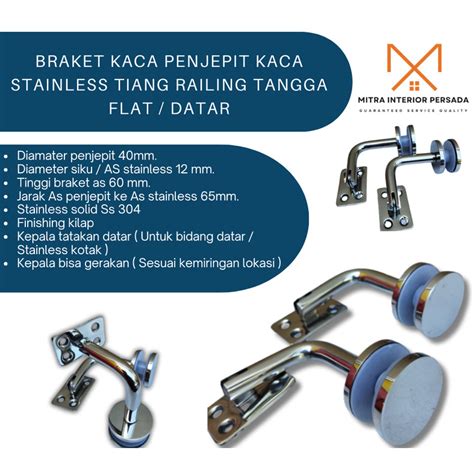 Jual Braket Kaca Fleksibel Handrail Kotak Railing Balkon Stainless