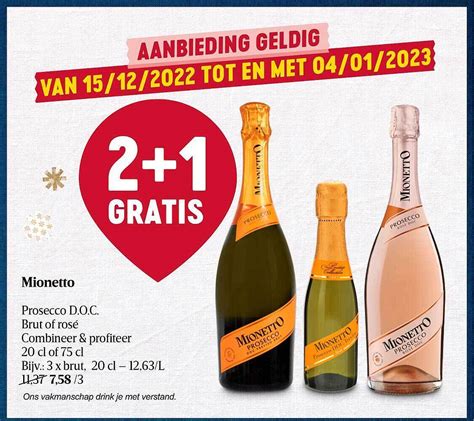 Mionetto prosecco d o c brut of rosé promotie bij Delhaize