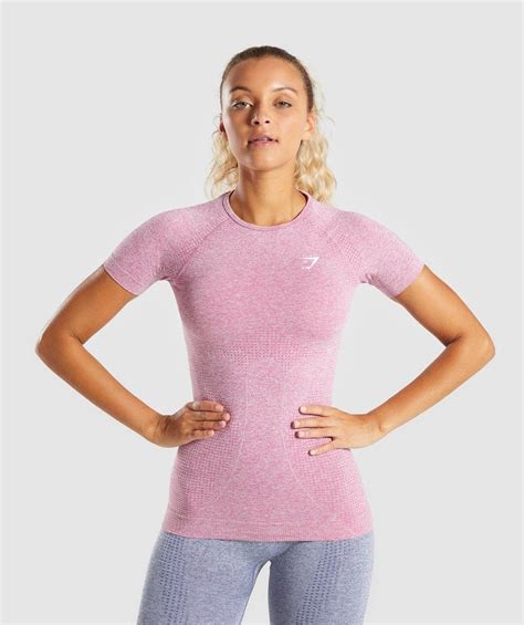 Gymshark Vital Seamless T Shirt Dusky Pink Marl Gym Tops Women