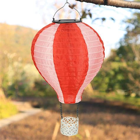 Hot Air Balloon Solar Light Lantern With Flickering Flame Solar Hot