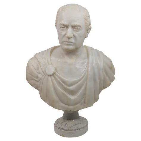 Julius Caesar Bust Sculpture ‘in Toga With Column 20th Century For