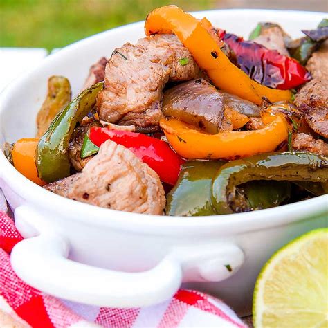 Bbq Pork Fajitas Marinated With Beer And Lime Juice