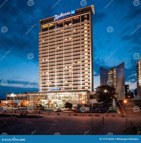 VILNIUS, LITHUANIA - AUGUST 10, 2018: Vilnius Radisson Blu Hotel. Long