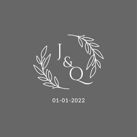 Initial Letter JQ Monogram Wedding Logo With Creative Leaves Decoration