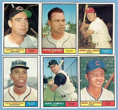 1961 TOPPS VINTAGE LOT OF 10 NM EX MT NO CREASES CLEAN BACKS BROGLIO