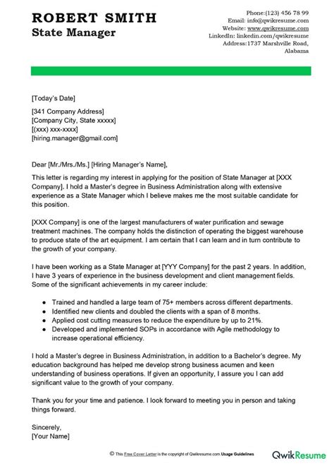 Division Manager Cover Letter Examples Qwikresume