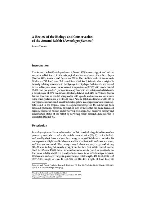 (PDF) A Review of the Biology and Conservation of the Amami Rabbit ...