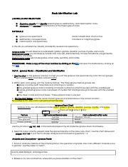 Copy Of Rock ID Lab Docx Rock Identification Lab LAB SKILLS AND