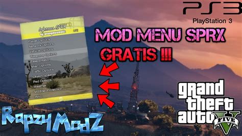 MOD MENU SPRX GRATIS PARA GTA 5 PS3 INFERNUS SPRX BLES BLUS HEN