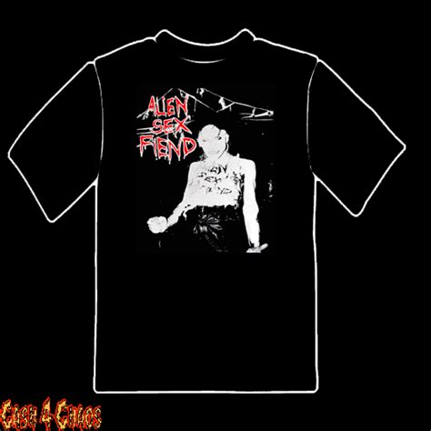 Alien Sex Fiend Nik Fiend White And Red Design Tee Cash 4 Chaos