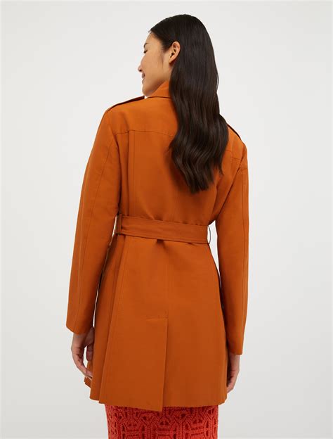 Double Breasted Cropped Trench Coat Orange Max Co