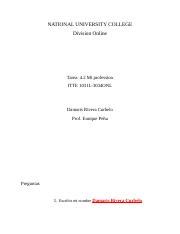 Tarea 4 3 Itte 2 Docx NATIONAL UNIVERSITY COLLEGE Division Online