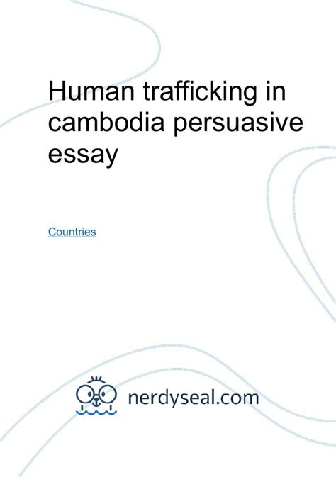 Human Trafficking In Cambodia Persuasive Essay 1277 Words Nerdyseal