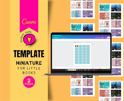 Miniature Book Covers Template Canva Template Editable Template Mini Books Layout Create Your