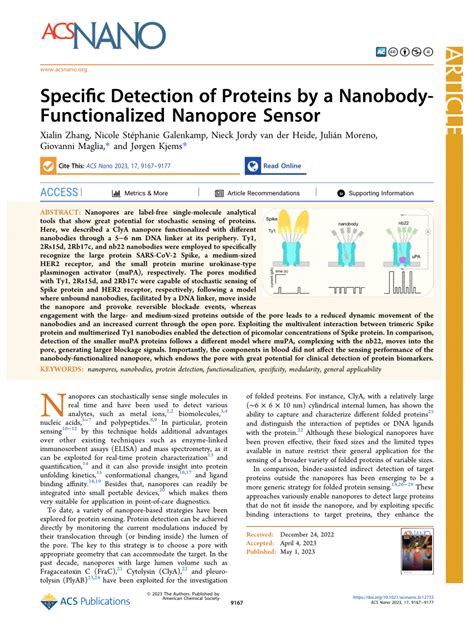 Pdf Specific Detection Of Proteins By A Nanobody Functionalized