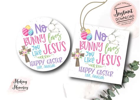 No Bunny Loves You Like Jesus Easter Sticker Church Easter Tag Easter