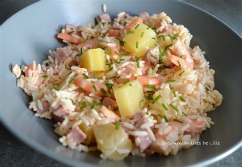 Salade de Riz aux Crevettes et Ananas ou Salade Hawaïenne Les