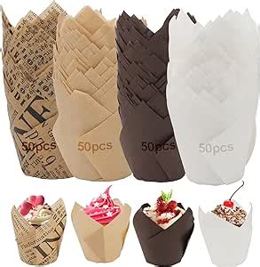 Amazon Pbuspu Pcs Tulip Paper Cups Muffin Cases Paper Muffins