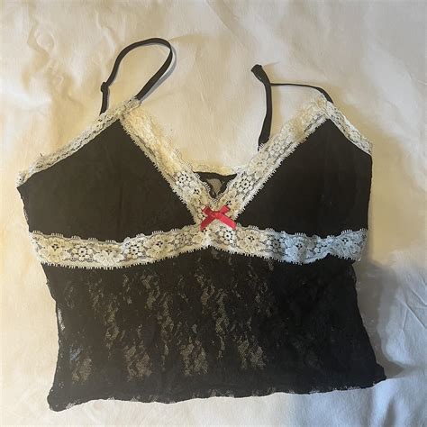 Sexy Vintage Lace Lingerie Sheer Cami In Black With Depop