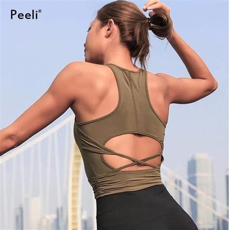 Peeli Backless Yoga Shirt Women Gym Sleeveless Yoga Tops Gym Clothes