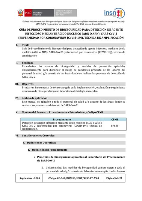 SOLUTION Gu A De Procedimiento De Bioseguridad Para Detecci N De