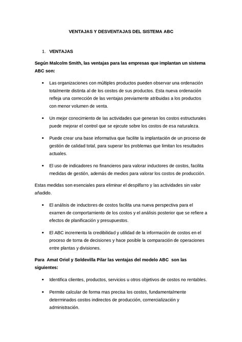 Docx Ventajas Y Desventajas Del Sistema Abc Dokumen Tips