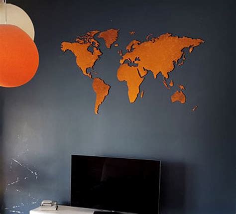 Metal World Map Large Corten Wall Map Metal Wall Art Unique T Idea Home Decor Corten Steel