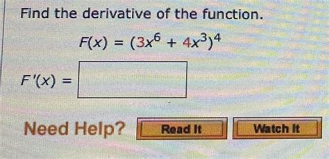 Solved Find The Derivative Of The Function F X 3x6