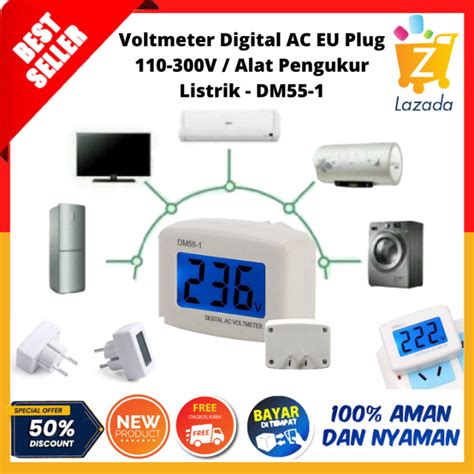 Voltmeter Digital Ac Eu Plug V Alat Pengukur Listrik Dm