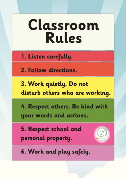 Classroom Rules Printables For Kindergarten 5th Grade Lesson Planet