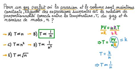 Vidéo Question Détermination De La Relation Entre La Température Et Le Nombre De Moles D’un