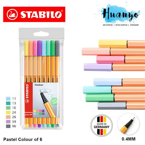 Stabilo Point Fineliner Pen Mm Pastel Wallet Set