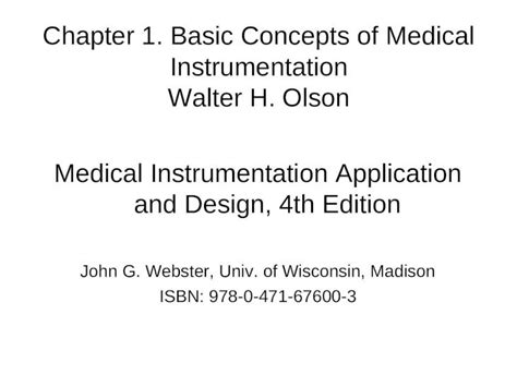 PPT Chapter 1 Basic Concepts Of Medical Instrumentation Walter H