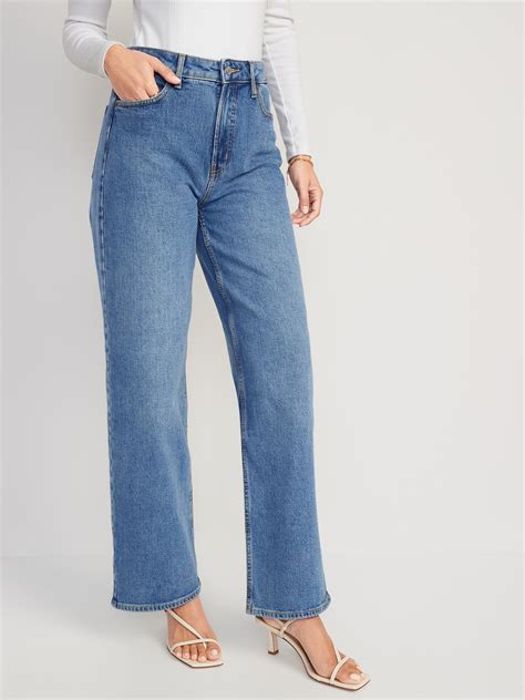 Extra High Waisted Sky Hi Wide Leg Jeans For Women Old Navy