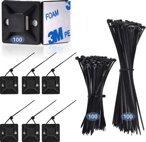 100 Pack Of Black Cable Tie Bases 19mm X 19mm 3 4 Premium