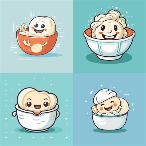 Lindo bebé bolas de masa hervida ilustración vectorial Vector Premium