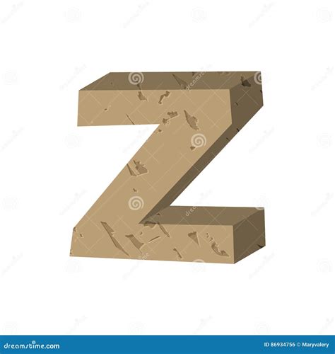 Letter Z Stone Font Rock Alphabet Symbol Stock Vector Illustration