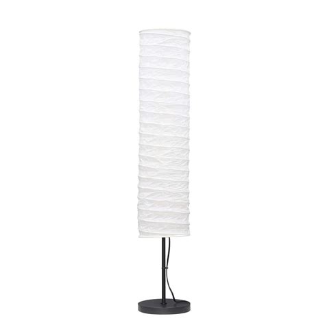 Maypex 46 In Black Steel Indoor Floor Lamp With White Paper Shade